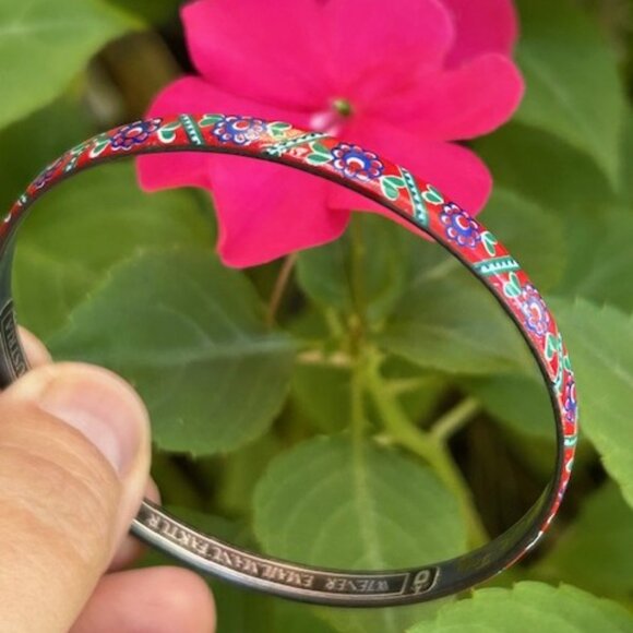 MICHAELA FREY Enamel Red Green Blue Floral Bangle BRACELET - Picture 4 of 11